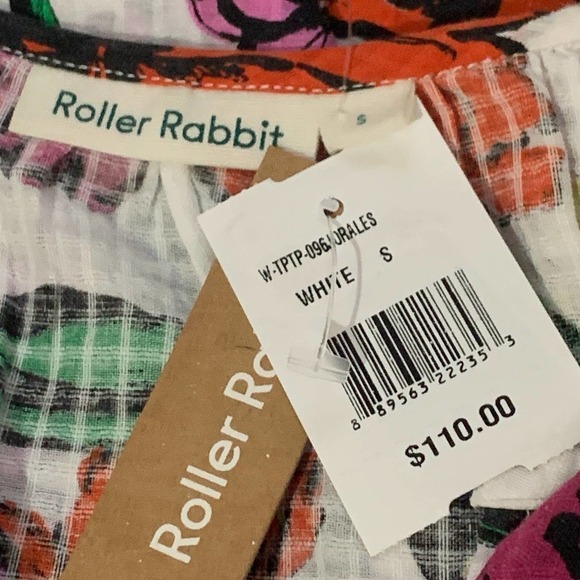 Roller Rabbit Jorales Lucy Top Iris Floral Red Purple Yellow Green SMALL NWT - Picture 8 of 13
